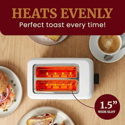 Elite Gourmet ECT-1027 Cool Touch Toaster, 7 Toast Settings Cancel Functions, Slide Out Crumb Tray, Extra Wide 1.5" Slots for Bagels Waffles Specialty Breads, Puff Pastry, Snacks, White