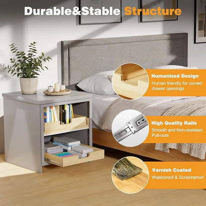 Pull Out Cabinet Organizer, 32''W×21''D Sliding Drawers for Cabinets, Soft Close Slide Out Wooden Pull out Drawers, Base Cabinet Organization for Kitchen, Pantry, Bathroom