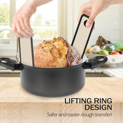 Silicone Bread Sling for Dutch Oven, 2 PCS Non-Stick & Easy to Clean Reusable Silicone Bread Baking Mat with Long Handles, Easy Transfer Sourdough