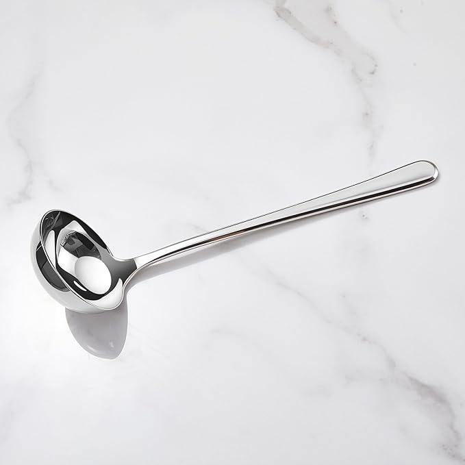 KEAWELL Premium 11" Verona Small Soup Ladle, 18/10 Stainless Steel, Heavy-Duty Construction, High-Polished Finish, Ergonomic Handle for Smooth Pouring, Dishwasher Safe (1, 11" Soup Ladle)