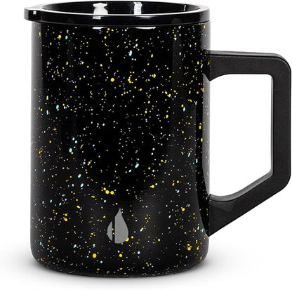 Elemental Insulated Coffee Mug - Triple-Wall Stainless Steel Summit Travel Cup for Hot and Cold Drinks - Thermal Coffee Mug with Lid and Handle for Camping, Office & Travel 16oz - Black Speckle