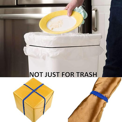 Hongmed Trash Can Rubber Bands Set of 3, Blue Only, Fits 13 to 30 Gallon Trash Cans, Garbage Can Elastic Bands, Durable Trash Can Bag Holder Straps Good for Home and Office
