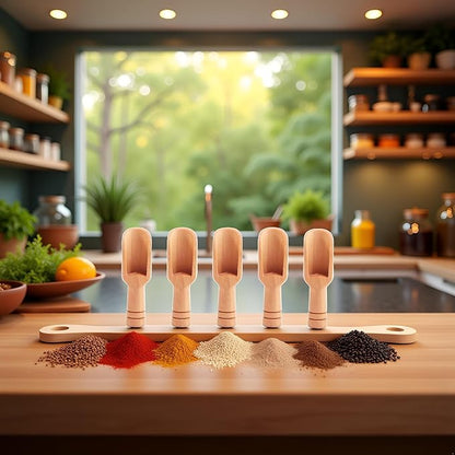 5Pcs Mini Wooden Spoon, Mini Bamboo Spoons, Bath Salt Spoon Condiment Wooden Spoon Cooking Spoons for Kitchen and Dining Spices Beans Rice Flour Sugar Tea
