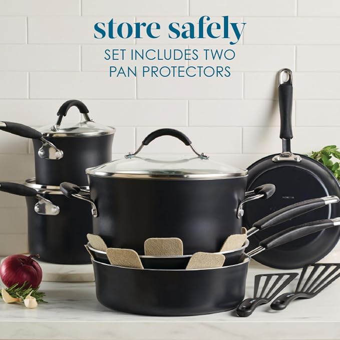 Rachael Ray Cucina Ceramic Nonstick Cookware Pots and Pans Set, 13-Piece, Peppercorn