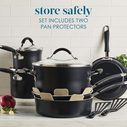 Rachael Ray Cucina Ceramic Nonstick Cookware Pots and Pans Set, 13-Piece, Peppercorn