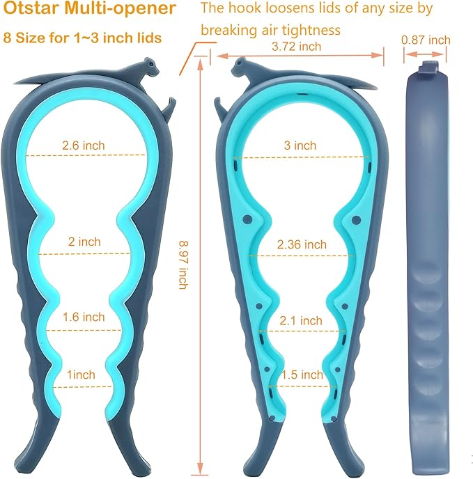 Jar Opener for Weak Hands, 5 in 1 Bottle Opener for Seniors with arthritis | Multifunction Lid Opener, Open Difficult Jars Bottles and Ring Pull Cans Effortlessly, Ergonomic Design, Included Gripper Pad