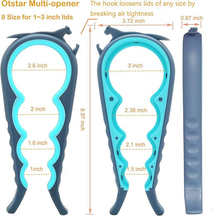 Jar Opener for Weak Hands, 5 in 1 Bottle Opener for Seniors with arthritis | Multifunction Lid Opener, Open Difficult Jars Bottles and Ring Pull Cans Effortlessly, Ergonomic Design, Included Gripper Pad