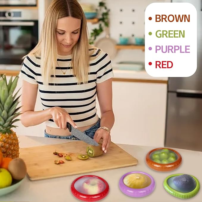 Avocado Saver and onion storage - Set of 4 Preventing Food Flavor Skewering Reusable Storage Containers for Fridge -Ideal for Garlic, Onions, Lemons, and Potatoes