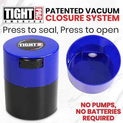 Tightvac - Premium Airtight Herb Storage Container - Holds ½ oz to 3 ounces - Keep Your Herbs and Dry Goods Fresh and Flavorful. Black Blue