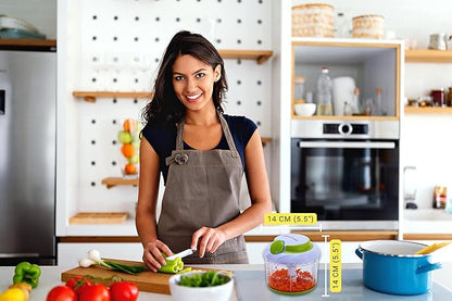 Brieftons QuickPull Manual Food Chopper: Large 4-Cup Powerful Hand Pull Chopper/Mincer/Mixer Blender to Chop Onion, Garlic, Vegetables, Fruits, Herbs for Salsa, Salad, Pesto, Puree, Indian Cooking