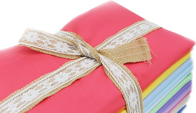 Pre-Cut Fat Quarter Quilting Cotton Twill Light Candy Baby Color Fabric Bundles Craft Cloth DIY for Sewing Crafting 18x20 Inch Rose Flavor
