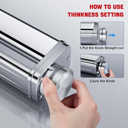 Pasta Maker Attachment for all KitchenAid Stand Mixer, including Fettuccine Cutter