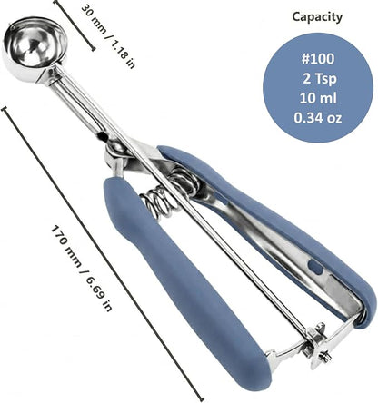 Cookie Scoop, 18/8 Stainless Steel Cookie Scooper, Cookie Scoops for Baking, 2Tsp/10ml/ 0.34oz Tbsp Cookie Dough Scoop, Cookie Scooper for Baking(#100 Midnight Blue)