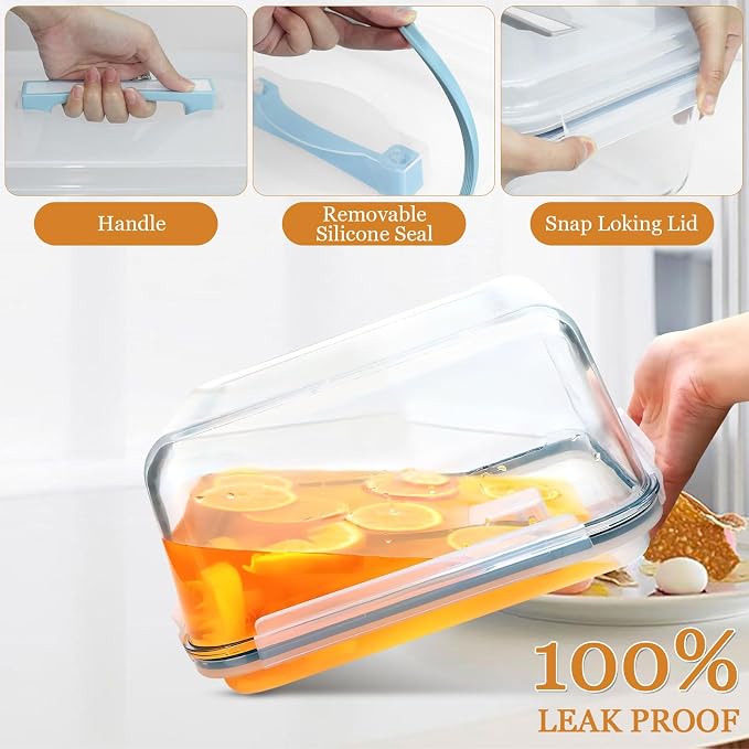6000ml / 200oz / 26 Cup Large Glass Food Storage Container with Airtight Snap Lids Extra Large Borosilicate Glass Meal Prep Container for Roasting Turkey,Rotisserie Chicken,Baking Casserole,Oven Safe