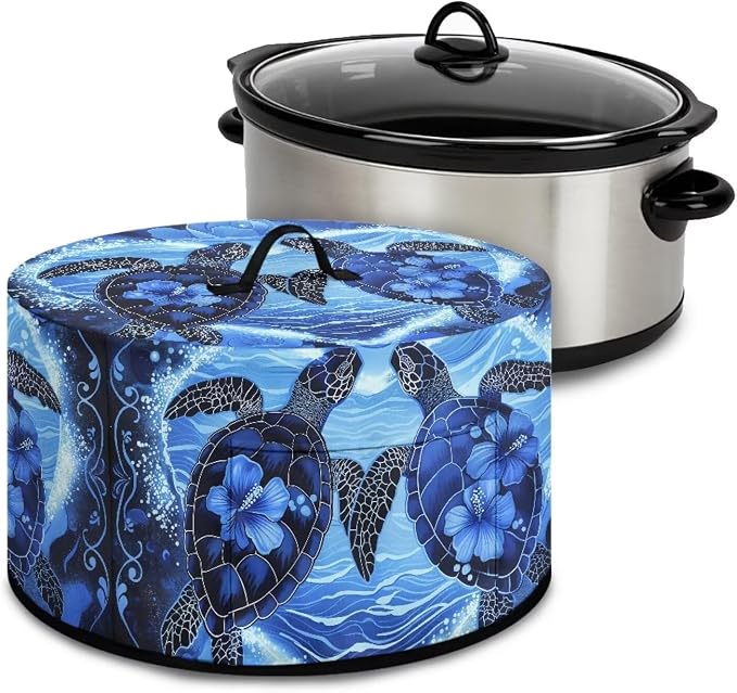 Ocean Turtles Slow Cooker Dust Cover with Pocket 6-8 qt Crock for Pot Keep Small Kitchen Appliance Clean Kitchen Home Accessories Ornate Patterns Decor Cover