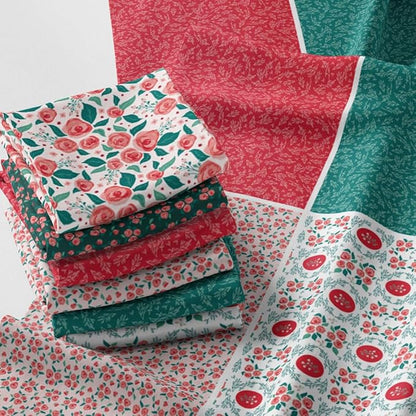 Floral Patchwork Fabric Panel 100x155 cm – 100% Cotton Satin, 6 Coordinated Rose & Botanical Prints on One Continuous Sheet (Assorted Floral & Botanical Prints, 6pcs 50x50cm)