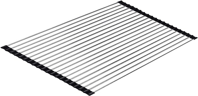 Ahyuan Roll up Dish Drying Rack Over The Sink Kitchen Roll up Sink Drying Rack Portable Dish Drainer Foldable Dish Drying Rack (Black, 20.5''X14'')