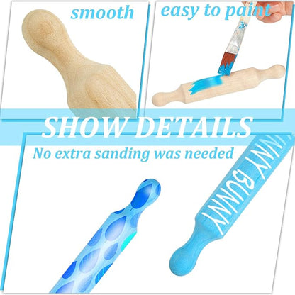 Suclain 30 Pcs Wooden Mini Rolling Pin Long Kitchen Baking Small Dough Rolling Pin for Children Fondant Pastry Pizza Crafting and Imaginative Play for Halloween and Christmas Presents (6 Inches)