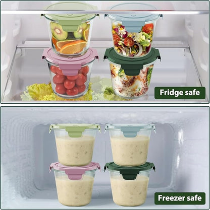 Freshmage 23oz Glass Meal Prep Containers with Lids, Airtight 3-Cup Glass Storage Containers Set, Heat-Resistant BPA-Free for Soup, Leftover, Microwave, Dishwasher, and Freezer Safe (6 Packs)