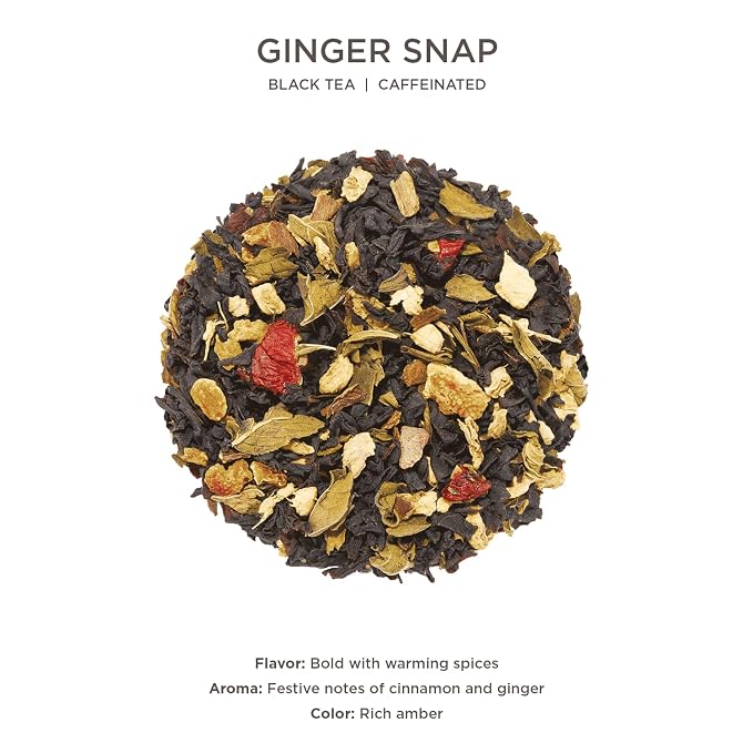 Tea Forte Ginger Snap Premium Loose Leaf Caffeinated Black Tea Blend Canister, Makes 35-50 Cups