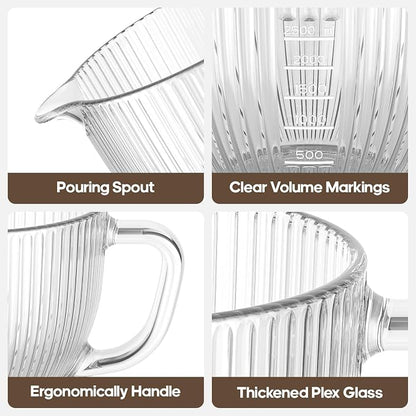 GVODE Glass Kitchen Aid Mixing Bowl, 4.5-5 Quart Tilt-Head for Kitchen Aid Glass Mixer Bowl, Pour Spout & Measurement Markings, Dishwasher Safe