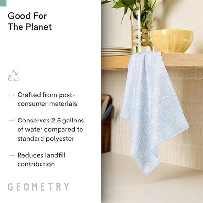 GEOMETRY Tea Towels – Spring & Summer Collection – Quick-Dry, Ultra-Absorbent, Reusable Microfiber Kitchen Towels for Drying & Cleaning - Lobster Bay - 2 Pack