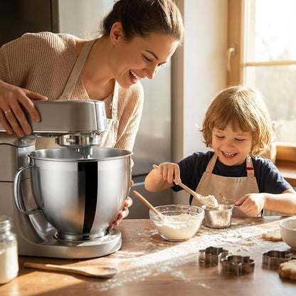 Stainless Steel Mixing Bowl Compatible with Kitchen Aid 4.5-5 QT Tilt-Head Stand Mixers, 5 Qt Bowls for Mixer with Stainless Steel Locking Base