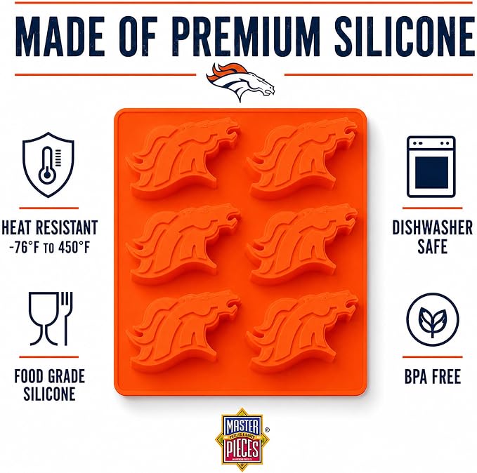 Masterpieces Fan Pans NFL Denver Broncos Muffin Pan - Premium Quality, Educational, and Fun Activity for Kids and Families - Great Gift Idea for Holidays, Birthdays, and Everyday Playtime