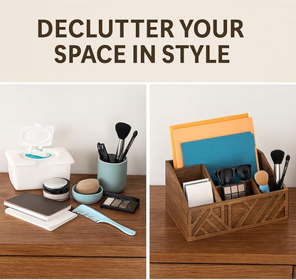 Paper Plate Dispenser |Paper Plate Holders For Kitchen Counter |Wooden Utensil Holder Silverware Organizer |Cutlery Flatware Organizer Box For Cups, Plates, Cutlery,Kitchen Accessories