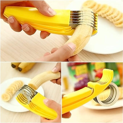 FireKylin Banana Slicer,ABS + Stainless Steel Fruit and Vegetable Salad Peeler Cutter Kitchen Tools For Banana, Strawberry,Grape（2 pcs）
