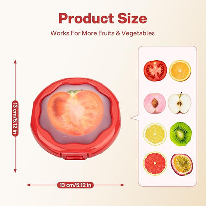 CLEANGOR Tomato Saver with Snap-On Lid, Silicone Food Saver, Tomato Storage Containers Reusable, Vegetable and Fruit Storage Containers, Reusable Kitchen Gadget, Dishwasher Safe (1, Red)
