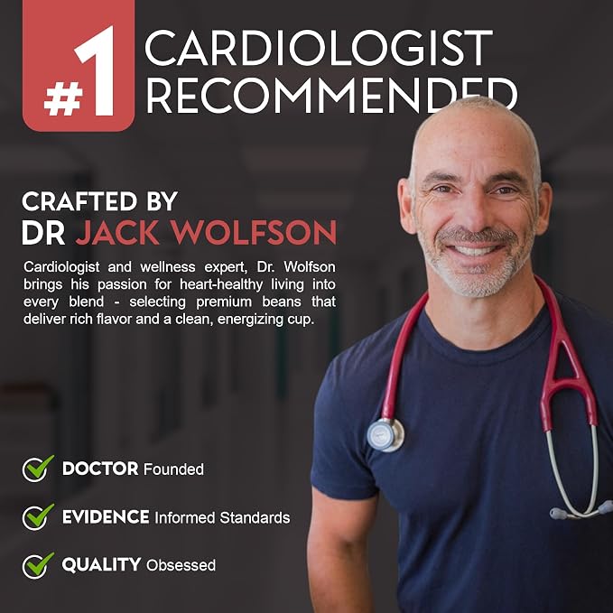 Cardiology Coffee – Whole Bean Coffee – USDA Certified Organic, Mold Free 12oz Dark Roast Coffee Beans - Organic Barista-Style Beans with Antioxidant Benefits – Perfect for Heart Healthy Lifestyle