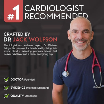 Cardiology Coffee – Whole Bean Coffee – USDA Certified Organic, Mold Free 12oz Dark Roast Coffee Beans - Organic Barista-Style Beans with Antioxidant Benefits – Perfect for Heart Healthy Lifestyle