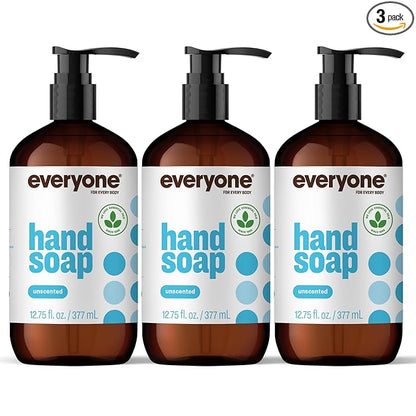 Everyone Liquid Hand Soap, 12.75 Ounce (Pack of 3), Unscented, for kitchen and bathroom