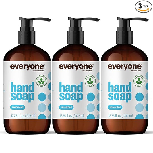 Everyone Liquid Hand Soap, 12.75 Ounce (Pack of 3), Unscented, for kitchen and bathroom