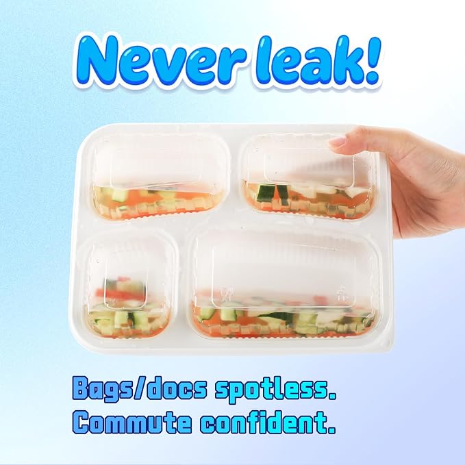 YANGRUI Meal Prep Containers 40 Pack 34 oz - Shrink-Wrapped No Pre-Wash | BPA Free Shatterproof PP | 4 Compartment Leak-Resistant Bento Box | Microwave Safe To-Go Food Storage for Leftovers & Parties