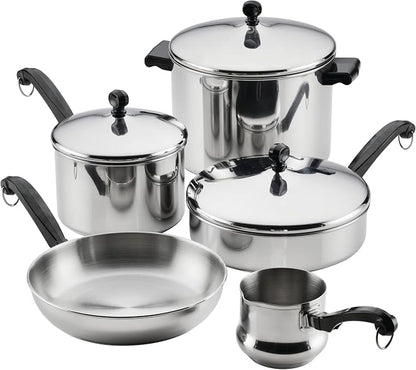 Farberware Classic Series Anniversary Edition Cookware Set, 8-Piece, Stainless Steel Pot and Pan Set