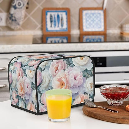 Watercolor Flower Floral Toaster Cover 4 Slice Wide Slot Washable Kitchen Appliance Covers Fingerprint Bread Machine Dust Cover Small Toaster Oven Accessories Covers Bread Maker Bag Women Gift