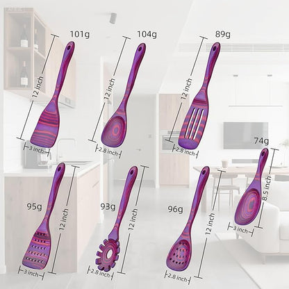 7 PCS Pakkawood Kitchen Utensils | Kitchen Cooking Utensil Set | Pakkawood Utensils | Non-Stick Wooden Spoons | Wooden Spoons for Cooking | Byzantium