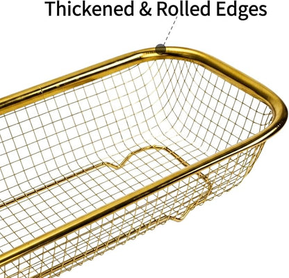 6 Pack Gold Silverware Kitchen Drawer Organizer, Stainless Steel Silverware Tray for Drawer, Utensil Holder for Party, Cutlery and Flatware Basket for Knife, Fork, Spoon, 12 × 5 × 2IN
