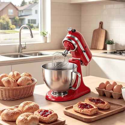5QT Stainless Steel Mixer Bowl for KitchenAid 4.5-5 QT Tilt-Head Stand Mixers, with Anti-slip handle and Prominent Clasp, for KitchenAid Accessories and Attachments, Dishwasher safe