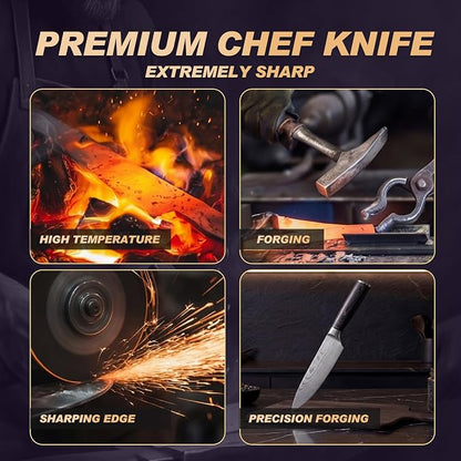 Kitchen Knife, High Carbon Stainless Steel Professional Sharp Chef Knife Set, Japanese Chefs Knives for Home Food Cooking Meat Cutting, Chopping Knife