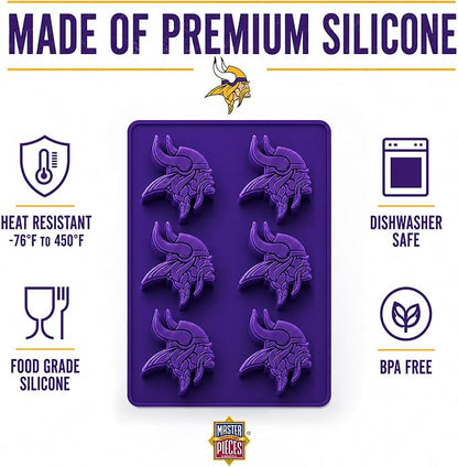 Masterpieces NFL Minnesota Vikings Muffin Pan - Silicone, Dishwasher Safe, Team Colors, Perfect Minnesota Vikings Gifts