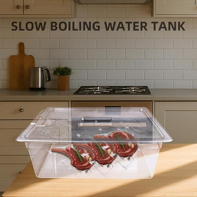 26 QT Large Sous Vide Container With Lid, Sous Vide Tub Kit Compatible with Wancle Anova, Joule, Instant Pot Sous Vide Cookers for Home Chefs Professional Use (26 qt no rack)