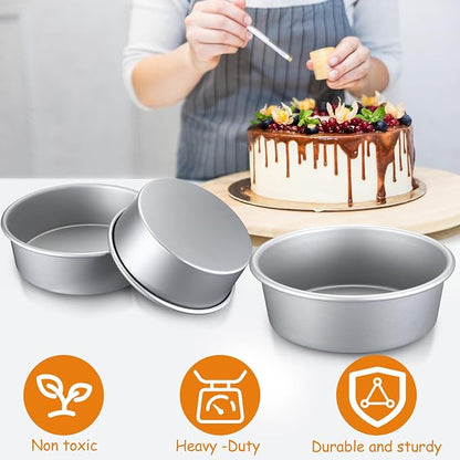 Mumufy 9 Pieces Round Cake Pans Aluminum Set Non Stick Small Cake Pans Sets Round Cheesecake Baking Tools for Home Party Baking Supplies(6 Inch, 8 Inch, 10 Inch)
