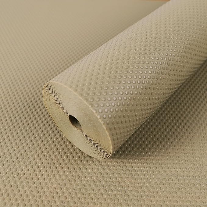 FLPMIX Shelf Liners for Kitchen Cabinets: Waterproof Non-Adhesive Drawer Liner - 12" x 120" Khaki Easy to Cut Cupboard Mat for Pantry Shelves