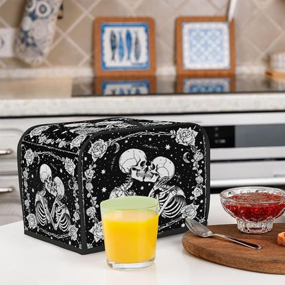 Toaster Cover 2 Slice Wide Slot Halloween Skull SkeletonBread Toaster Oven Dustproof Cover Small Appliance Kitchen Covers Dust and Fingerprint Protection for Women Gift 2 Slice