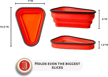 PIZZA PACK The Perfect Reusable Pizza Storage Container with 5 Microwavable Serving Trays - BPA-Free Adjustable Pizza Slice Container to Organize & Save Space, 3 Pack, Red