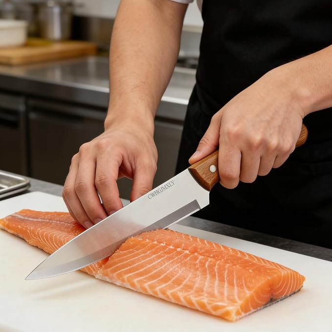 Premium Kitchen Chef's Knife - 8" (20.3cm) Ultra-Thin Kitchen Blade | High Chromium Steel Construction, Artisan-Made Triple Rivet Design | Ideal For Professional & Home Chefs, All-Purpose Food Prep