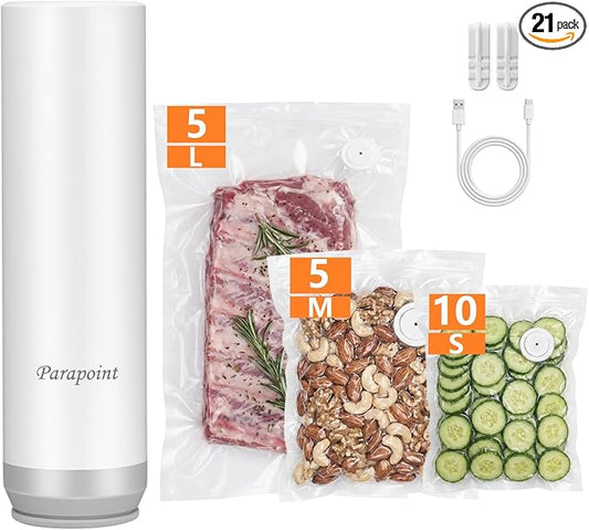 Handheld Vacuum Sealer for Food Powerful Vacuum Sealer Machine,Seal Meal Saver,Portable Food Sealer (Sealer + 20 Reusable Vacuum Bags)